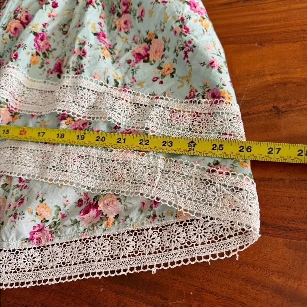 EUC Trish Scully turquoise Floral Hi Lo Dress Size 5